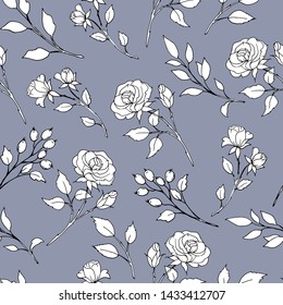 Seamless Floral Pattern Vintage Rose Silhouette Stock Vector (Royalty ...