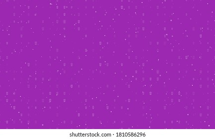 Seamless background pattern of evenly spaced white glass symbols of different sizes and opacity. Illustration on purple background with stars