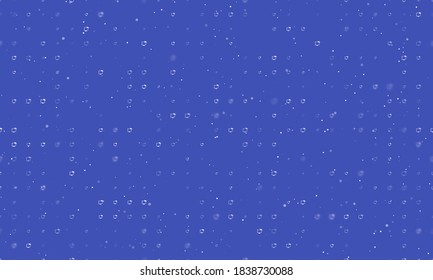 Seamless background pattern of evenly spaced white distance learning symbols of different sizes and opacity. Illustration on indigo background with stars