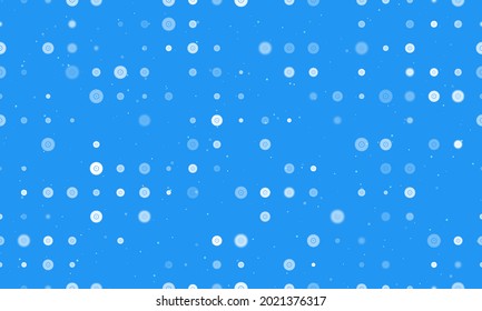 Seamless background pattern of evenly spaced white gramophone record symbols of different sizes and opacity.  illustration on blue background with stars