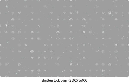 Seamless background pattern of evenly spaced white vision symbols of different sizes and opacity.  illustration on gray background with stars