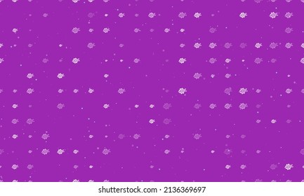 Seamless background pattern of evenly spaced white digital tech symbols of different sizes and opacity.  illustration on purple background with stars