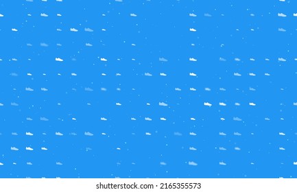 Seamless Background Pattern Of Evenly Spaced White Football Boot Symbols Of Different Sizes And Opacity.  Illustration On Blue Background With Stars