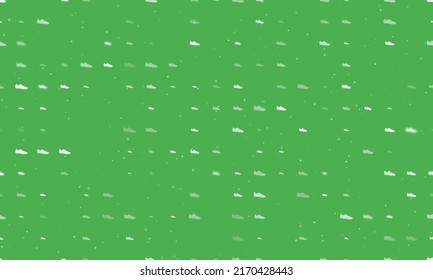 Seamless Background Pattern Of Evenly Spaced White Football Boot Symbols Of Different Sizes And Opacity.  Illustration On Green Background With Stars