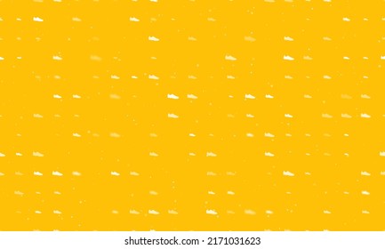 Seamless Background Pattern Of Evenly Spaced White Football Boot Symbols Of Different Sizes And Opacity.  Illustration On Amber Background With Stars