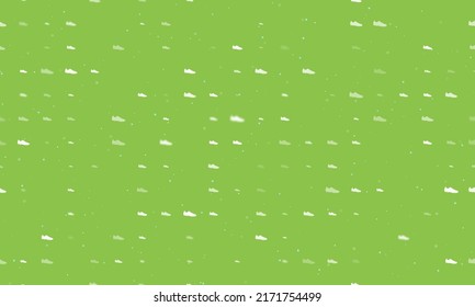 Seamless Background Pattern Of Evenly Spaced White Football Boot Symbols Of Different Sizes And Opacity.  Illustration On Light Green Background With Stars