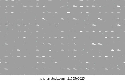 Seamless Background Pattern Of Evenly Spaced White Football Boot Symbols Of Different Sizes And Opacity.  Illustration On Grey Background With Stars