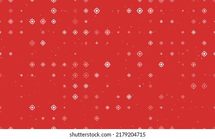 Seamless Background Pattern Of Evenly Spaced White Crosshair Symbols Of Different Sizes And Opacity.  Illustration On Red Background With Stars