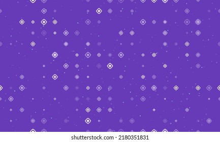 Seamless Background Pattern Of Evenly Spaced White Crosshair Symbols Of Different Sizes And Opacity.  Illustration On Deep Purple Background With Stars