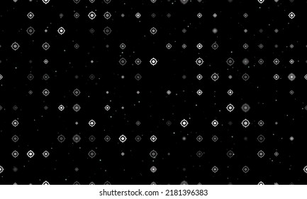 Seamless Background Pattern Of Evenly Spaced White Crosshair Symbols Of Different Sizes And Opacity.  Illustration On Black Background With Stars