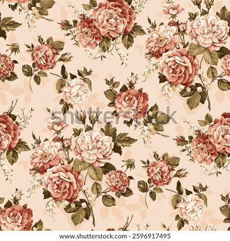 The seamless background with roses