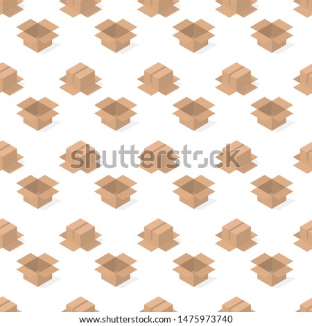 Seamless background from a set of 3D cardboard boxes,  illustration.