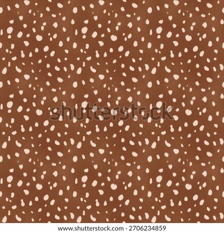 A seamless bambi fur pattern featuring soft brown tones, natural white spots and fawn texture. Ideal for fabric prints, textiles, wallpapers, packaging and surface design.