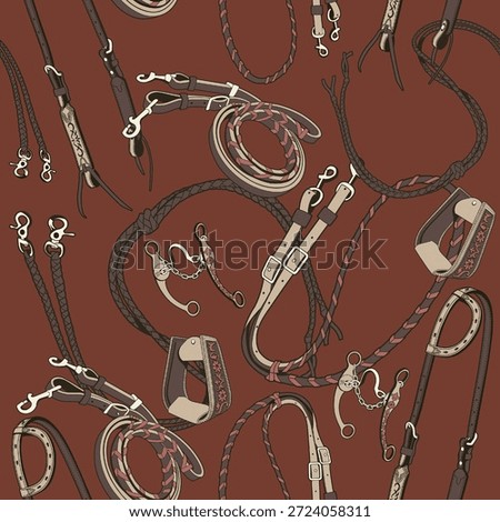 Seamless Baroque vector pattern with belts, chain and braid. Vector patch for print, fabric, scarf design.