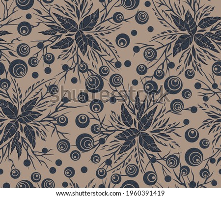 Seamless beautiful abstract patchwork geometric floral leaves pattern on background 