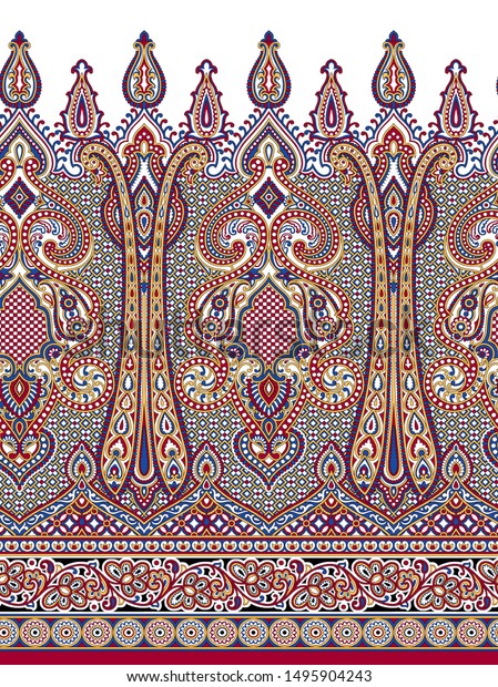 Seamless Beautiful Kashmir Ethnic Paisley Motif Stock Illustration ...