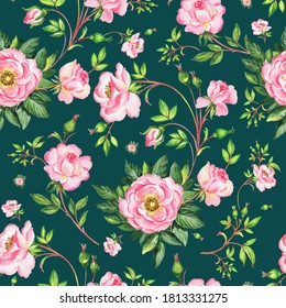 Colorful Floral Seamless Pattern Flowers Green Stock Illustration ...