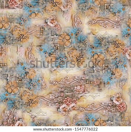 Seamless beautiful watercolor ffloral digital colourful textures background pattern  Stock photo © 