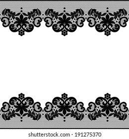 Seamless Black Lace Border With Floral Pattern