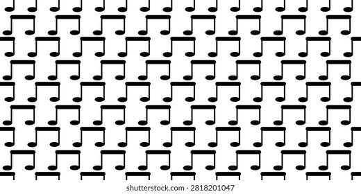 Seamless black music note pattern on white background. Minimalist  illustration of musical quavers for design.