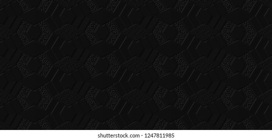 Seamless Black Pattern Wallpaper Metal Pattern Stock Illustration 