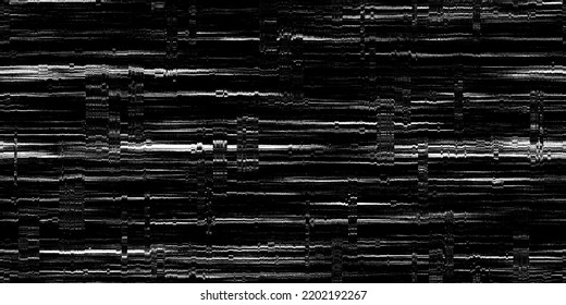 Seamless Black And White Retro VHS Scanlines Or TV Signal Static Noise Pattern. Tileable Vintage Grunge Analog Television Screen Or Video Game Pixel Glitch Damage Dystopiacore Background Texture
