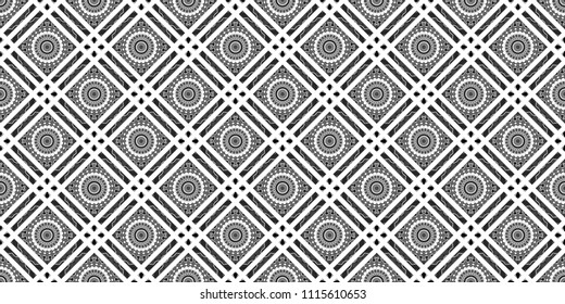 Seamless Black White Symmetrical Horizontal Pattern Stock Illustration ...