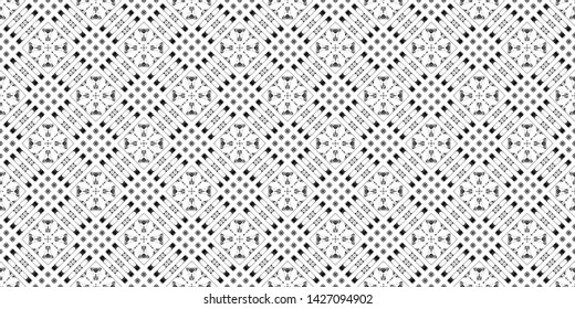 Seamless Black White Symmetrical Horizontal Pattern Stock Illustration ...