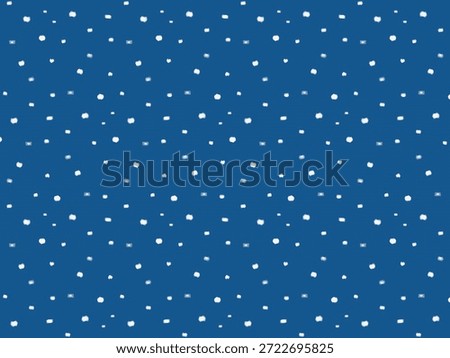 Seamless Blue Polka Dot Pattern with Hand Drawn White Dots Background