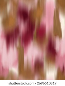 Seamless blurred floral pattern in soft pink, burgundy, and gold tones. Ideal for elegant textiles, wallpapers, and artistic surfaces with a dreamy romantic touch.
