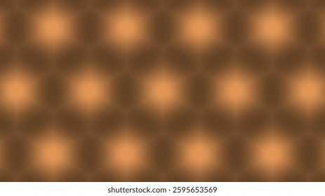 A seamless, blurred geometric pattern with a warm golden-brown hue. Soft glowing hexagonal shapes create a smooth, abstract, and elegant background texture.