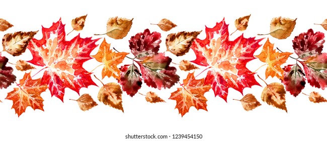 3,804 Watercolor Autumn Leaves Seamless Border Images, Stock Photos 
