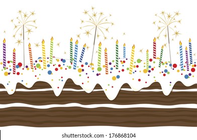 Seamless Border From Birthday Cake. 