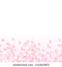 Seamless border of pink realistic confetti, design template for gift, certificate, voucher, AD brochure and so. Raster version illustration isolated on white. - Powered by Shutterstock