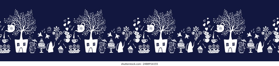 Seamless border from tableware