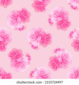 Seamless Carnation Flower Photograph Collage Repeat. Feminine Pretty Pink Floral For Fashion All Over Print. Cottagecore Spring Garden Wallpaper. 