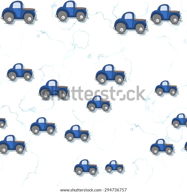 Seamless cars pattern scattered on white\
textured\
background