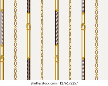 Seamless Chain And Belt Pattern. Drawing Print