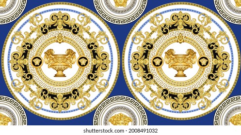 seamless circle gold baroque pattern