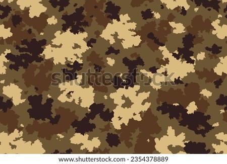 Seamless classic camouflage pattern. Camo fishing hunting background. Masking yellow brown beige color military texture wallpaper. Army design for fabric print