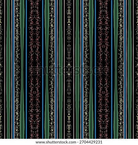 Seamless Colorful Vertical Stripe Pattern with Decorative Abstract Lines and Textured Details
