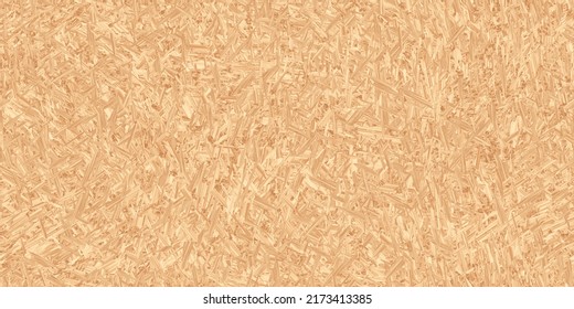 Seamless Compressed Wood Particle Board Background Texture. Tileable Light Brown Pressed Redwood, Pine Or Oak Fiberboard, Plywood Or OSB Oriented Strand Board Backdrop Pattern. 3D Rendering. 
