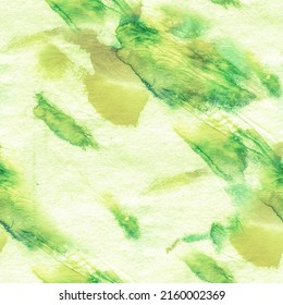 Seamless Creative Watercolor Wallpaper.  White Tie Dye, Gypsy Textured Watercolor Background.  Seamless Mint Hippie Aquarelle Tie Dye Tie Dye.  Seamless Green Material. 