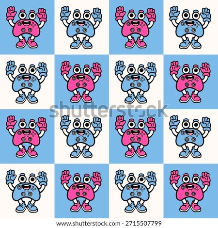 Seamless Cute gamepad character pattern