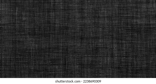 Seamless dark black rough painted canvas, denim, linen or burlap background texture. Tileable closeup of coarse heavy hand woven upholstery fabric. High resolution textile backdrop 3D rendering.
 Stock-illustration
