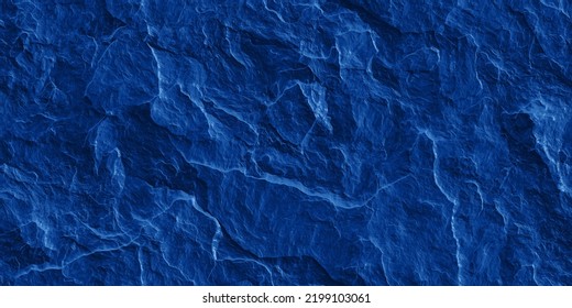 Seamless dark royal blue slate slab rock face background texture. Beautiful abstract grunge rough stone or plaster wall pattern with copy space for business backdrop. High resolution 3D rendering
 Arkivillustrasjon
