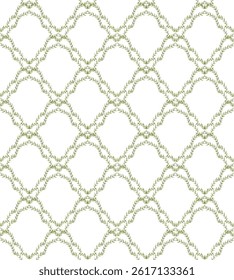 Seamless Diamond Floral Repeat Pattern with Small Ditsy Flowers. Charming Floral Tile Design. Vintage Floral Lattice, Illustration