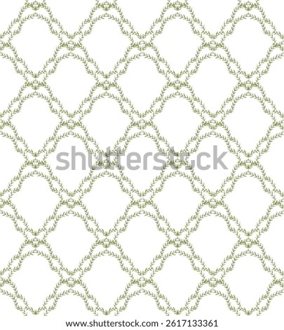 Seamless Diamond Floral Repeat Pattern with Small Ditsy Flowers. Charming Floral Tile Design. Vintage Floral Lattice, Illustration
