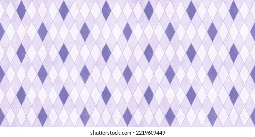 Seamless Diamond Harlequin Surface Pattern In Digital Lavender Color Of The Year For 2023. Contemporary Light Purple Fashion Design Textile. Trendy Violet Wrapping Paper Or Fabric Swatch Background.
