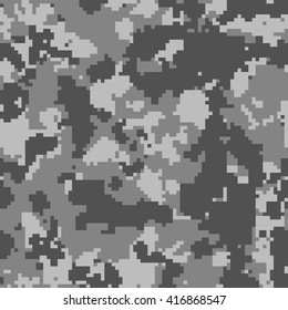 Seamless Digital Pixel Urban Gray Camo Pattern
